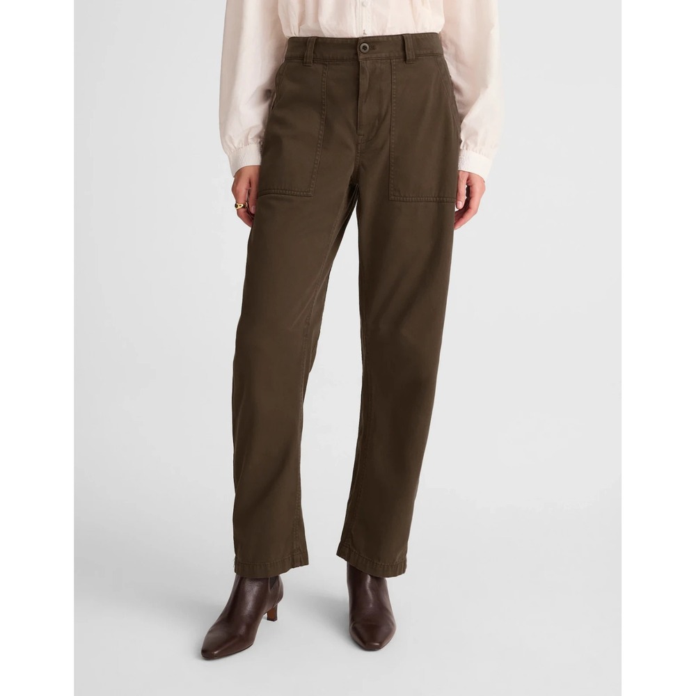 Madewell Darted Barrel-Leg Pants Field Olive 24 Stretch Utility Chic Minimalist